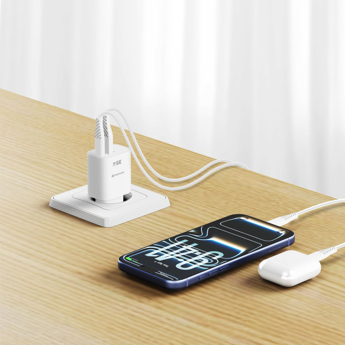 Swissten Edge USB-C + USB-A Travel Charger (35W) - 22071717 - White