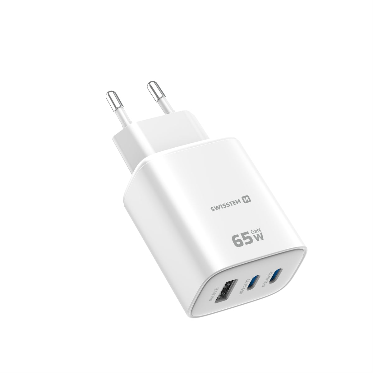 Swissten Edge Dual USB-C + USB-A Travel Charger (65W) - 22071720 - White