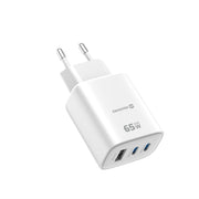 Swissten Edge Dual USB-C + USB-A Travel Charger (65W) - 22071720 - White