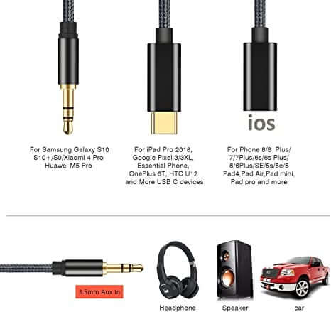 2-in-1 audiokabel met Lightning, USB en 3,5 mm AUX – 120 cm