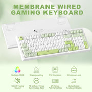 BT-09 PC gaming toetsenbord 2-in-1 draadloos en USB-C bedraad, RGB-verlichting (wit/groen)
