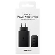 Samsung 65W PD Power Adapter Trio USB-C x2 USB-A x1 Retail with Packing (zwart)