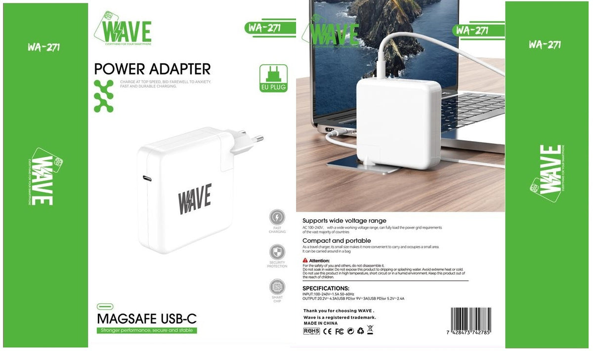 Aanvullende productafbeelding bij de Wave WA-271 USB-C laptopadapter