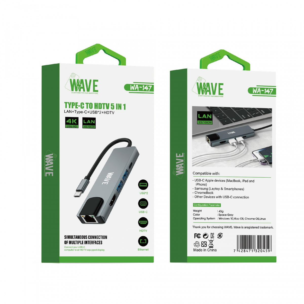 Wave WA-147 Type-C to HDTV 5in1