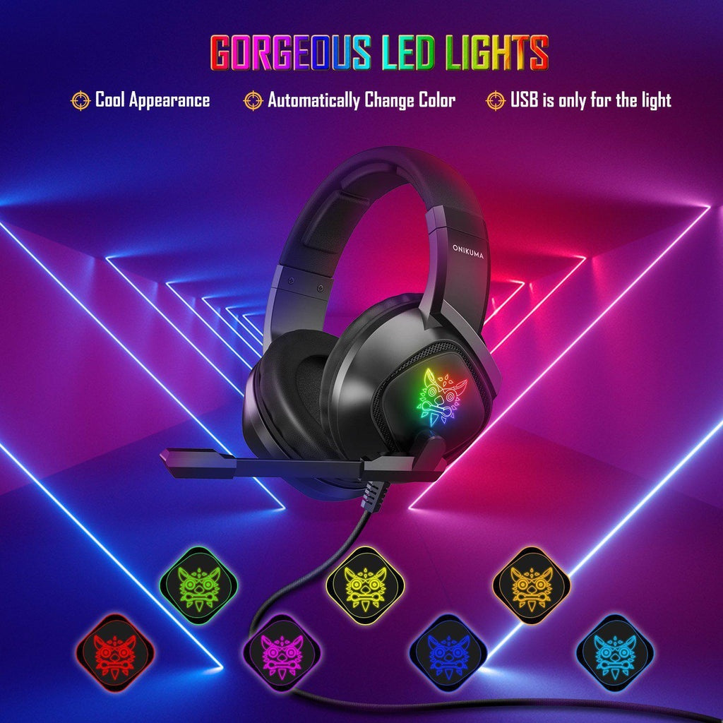 ONIKUMA K19 professionele gaming headset met microfoon RGB LED met ruisonderdrukking