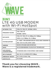 Wave WA-189 LTE 4G USB Modem With Wi-Fi hotspot