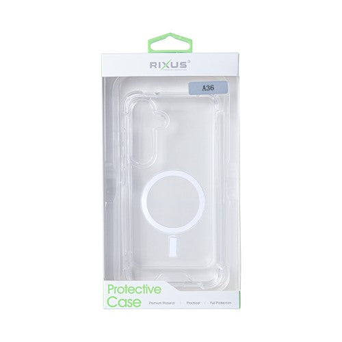 Rixus Anti-Burst hoesje voor Samsung Galaxy A36/A37 – MagSafe-compatibel, transparant