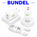 Wave WA-100-20 Travel Charger Dual USB-C 35W + USB-C naar USB-C Kabel 1M – Wit