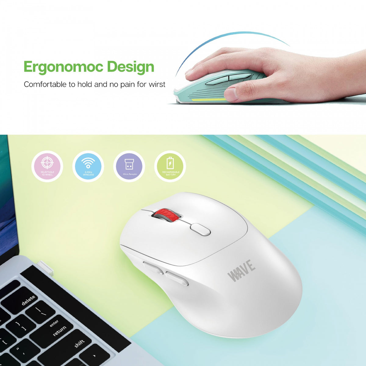 Wave WA-196 Wireless Mouse - wit