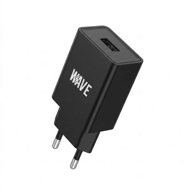 Wave WA-319B Travel Charger 12W USB-A Adapter (Zwart)