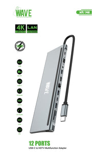 Wave WA-148 12-in-1 USB C Docking Station met Dual HDMI - USB 3.0 Hub - 3,5mm Jack - 1000MB