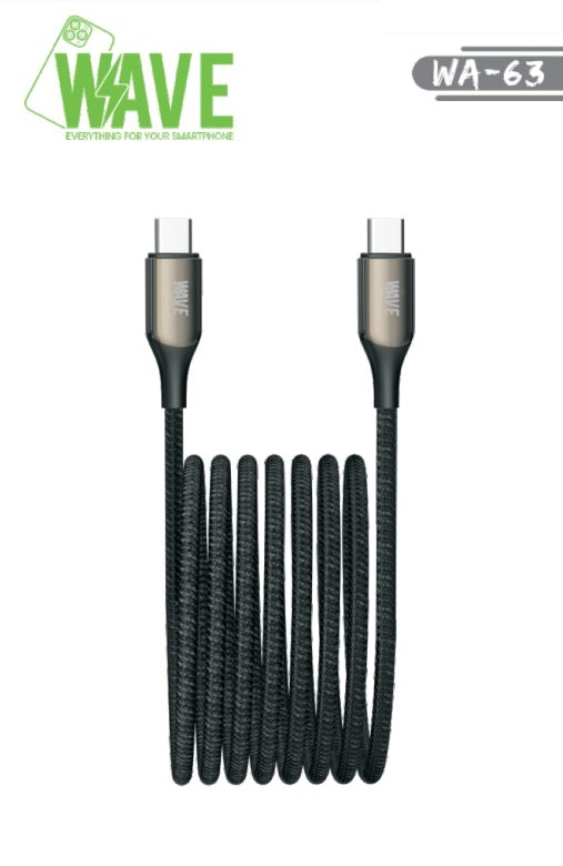 Wave WA-63 Super Fast Charging Type -C To Type-C 2M (60 Wat) (zwart)