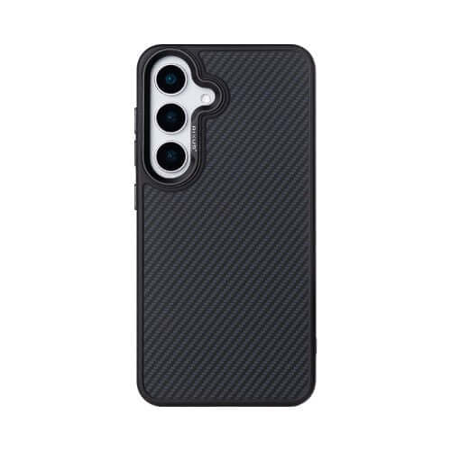 Rixus Mag Carbon hoesje voor Samsung Galaxy S25 – MagSafe-compatibel, titaniumzwart
