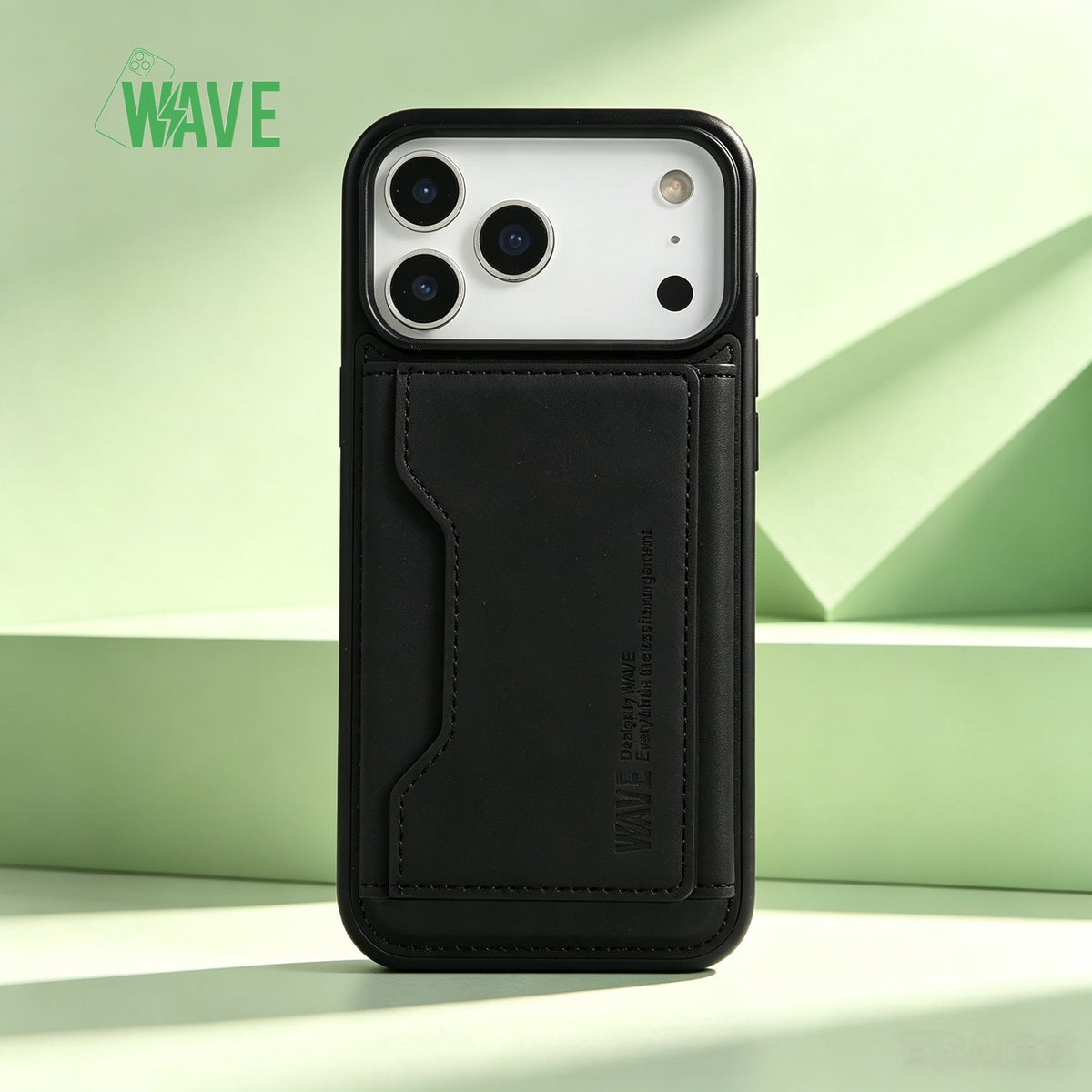 Wave Magsafe Hoes met portemonnee iPhone 12 / 12 Pro - Zwart