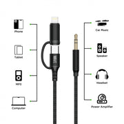 Wave WA-348 2in1 Lightning + USB-C To 3.5 mm jack Cable (zwart)