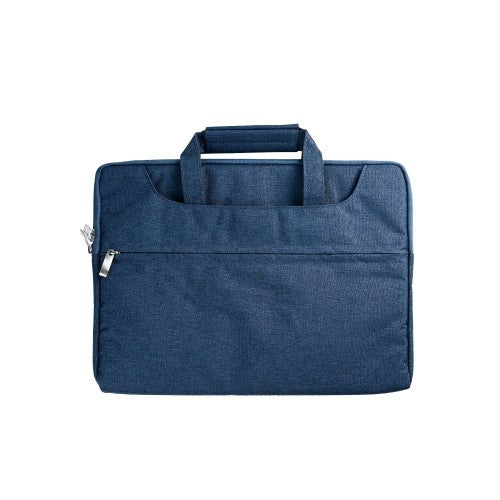 Laptop sleeve 15-16 inch navy blue, donkerblauwe tas voor laptops met handvat en rits.