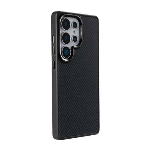 Rixus Mag Carbon hoesje voor Samsung Galaxy S25 Ultra – MagSafe-compatibel, titaniumzwart
