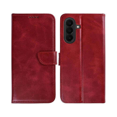 Rixus bookcase voor Samsung Galaxy A27 – donkerrood
