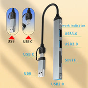 Dubbele USB-hub 5-in-1 multifunctioneel high-speed USB 3.0 Type-C