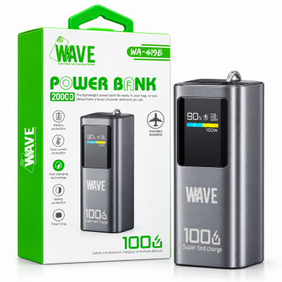 Wave WA-419G Powerbank 100W – 20.000 mAh (Grijs)