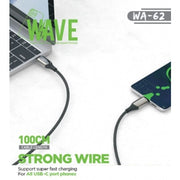 Wave WA-62 Super Fast Charging Type -C To Type-C 1M (60 Wat) (zwart)