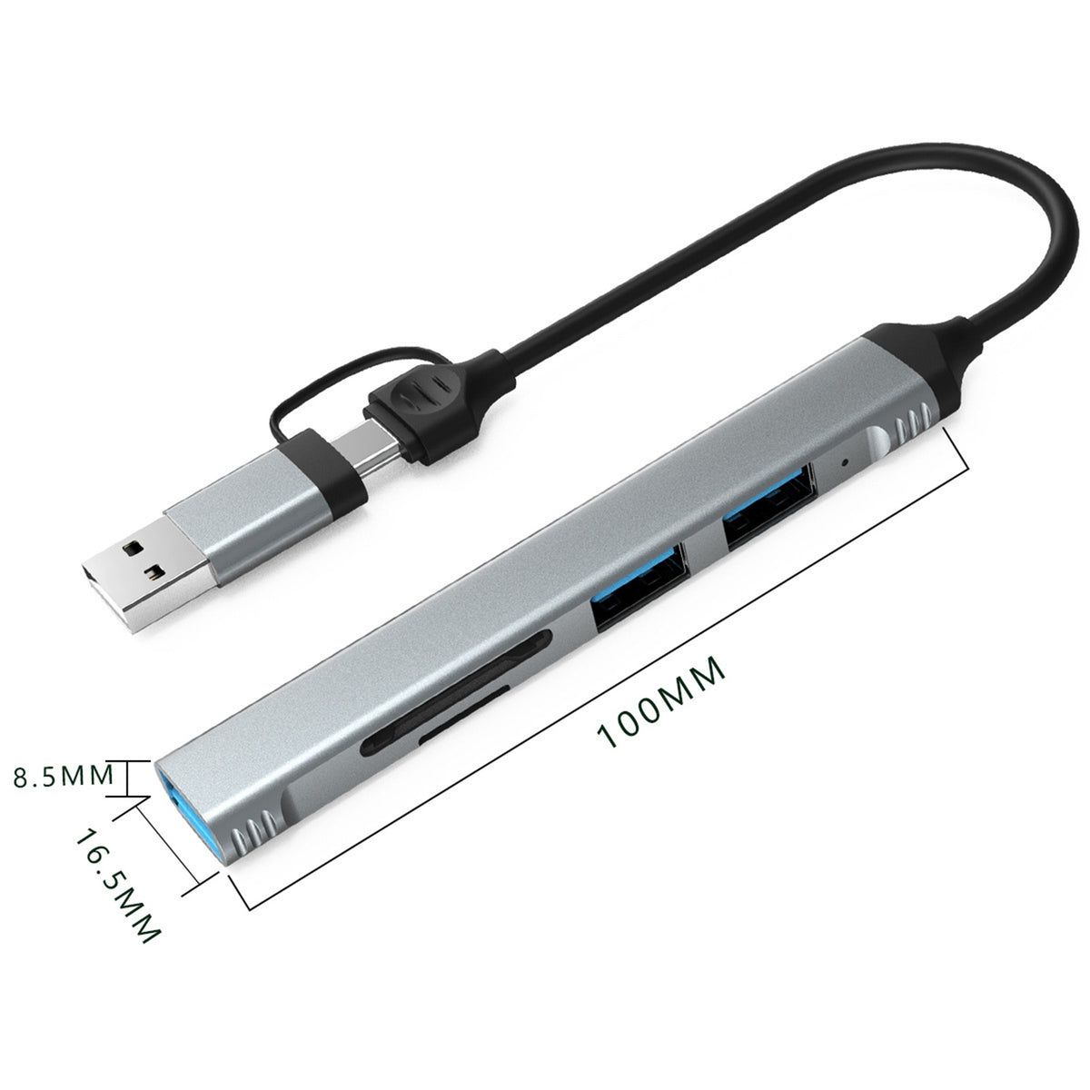 Dubbele USB-hub 5-in-1 multifunctioneel high-speed USB 3.0 Type-C