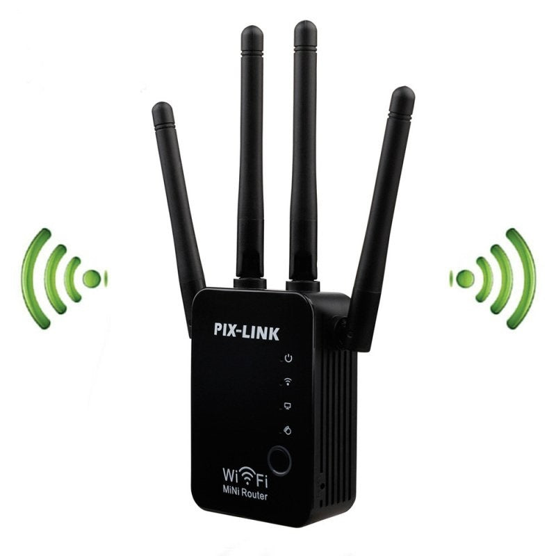 PIX-LINK WiFi-repeater / WiFi-router / access point (zwart)