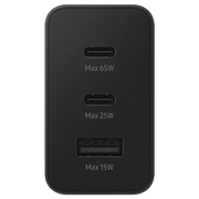 Samsung 65W PD Power Adapter Trio USB-C x2 USB-A x1 Retail with Packing (zwart)