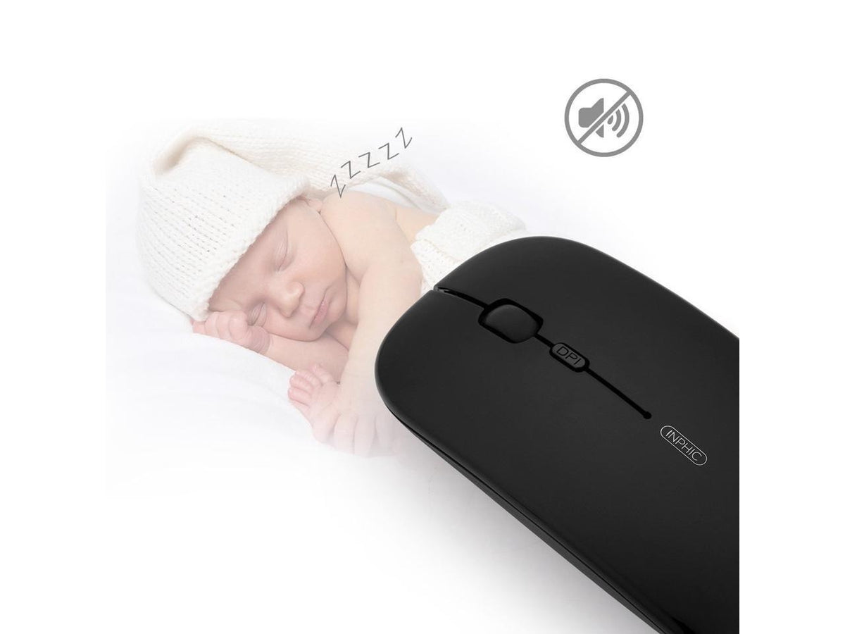 Draadloze muis stille klik mini geruisloos Inphic P-M1 (Silver)