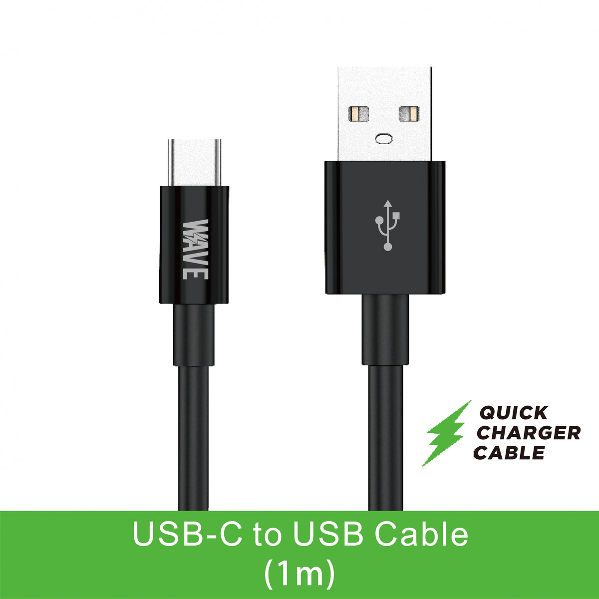 Wave WA-142 Quick Charger USB-C Cable 1M (zwart)