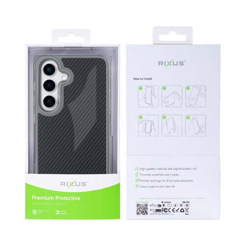 Rixus Mag Carbon hoesje voor Samsung Galaxy S25 – MagSafe-compatibel, titaniumgrijs