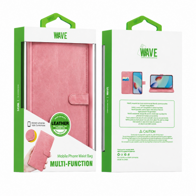 Wave Leer boekhoes iPhone 18 Pro Max - Pink