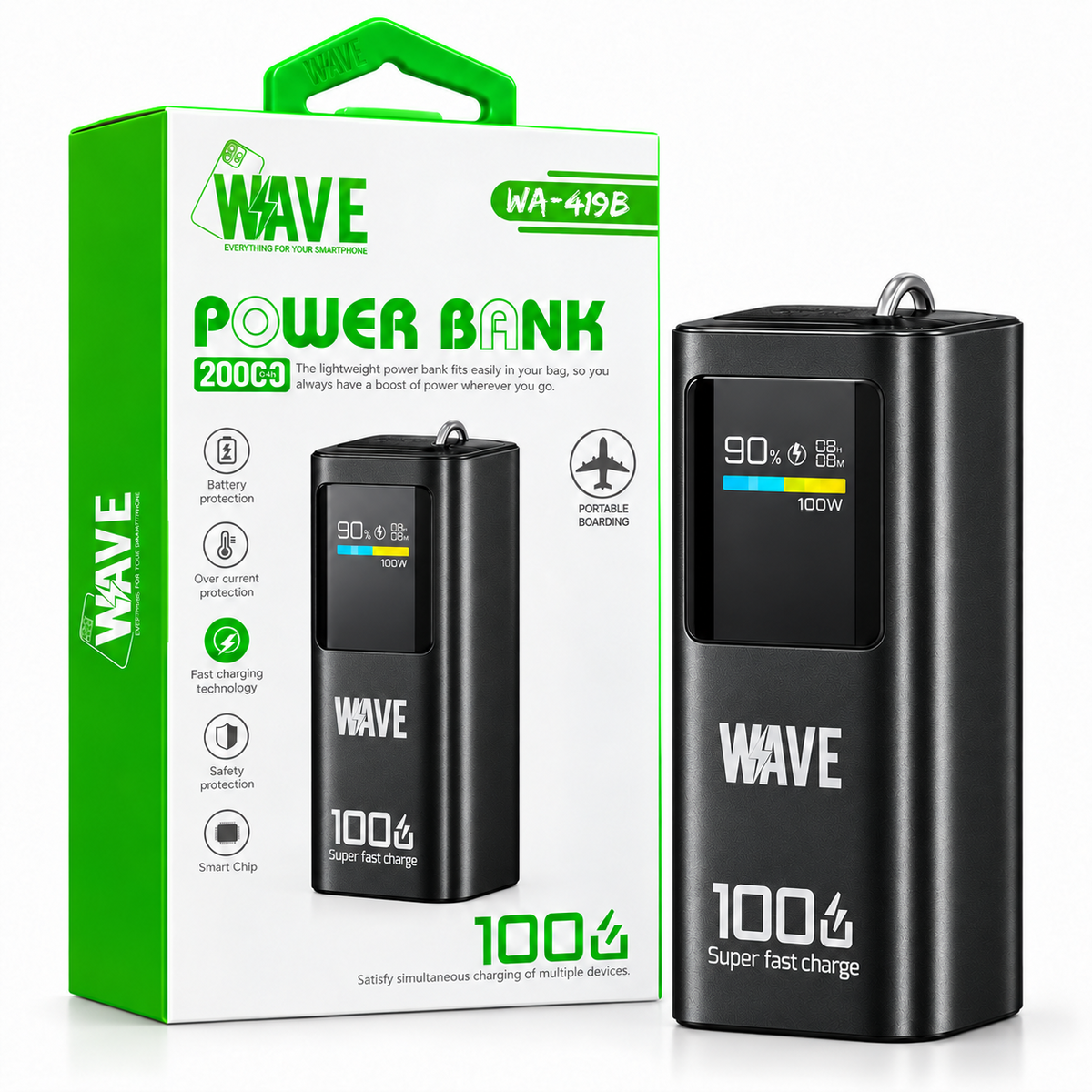 Wave WA-419B Powerbank 100W – 20.000 mAh (zwart)