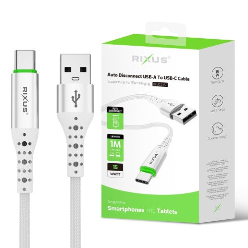 Rixus RXUC21AC Auto Disconnect USB-A naar USB-C kabel 1m wit – aansluitingen