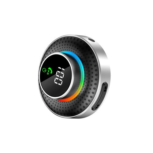 Rixus RXBT23 Bluetooth 5.0 AUX ontvanger zwart met LED-display en ronde bediening