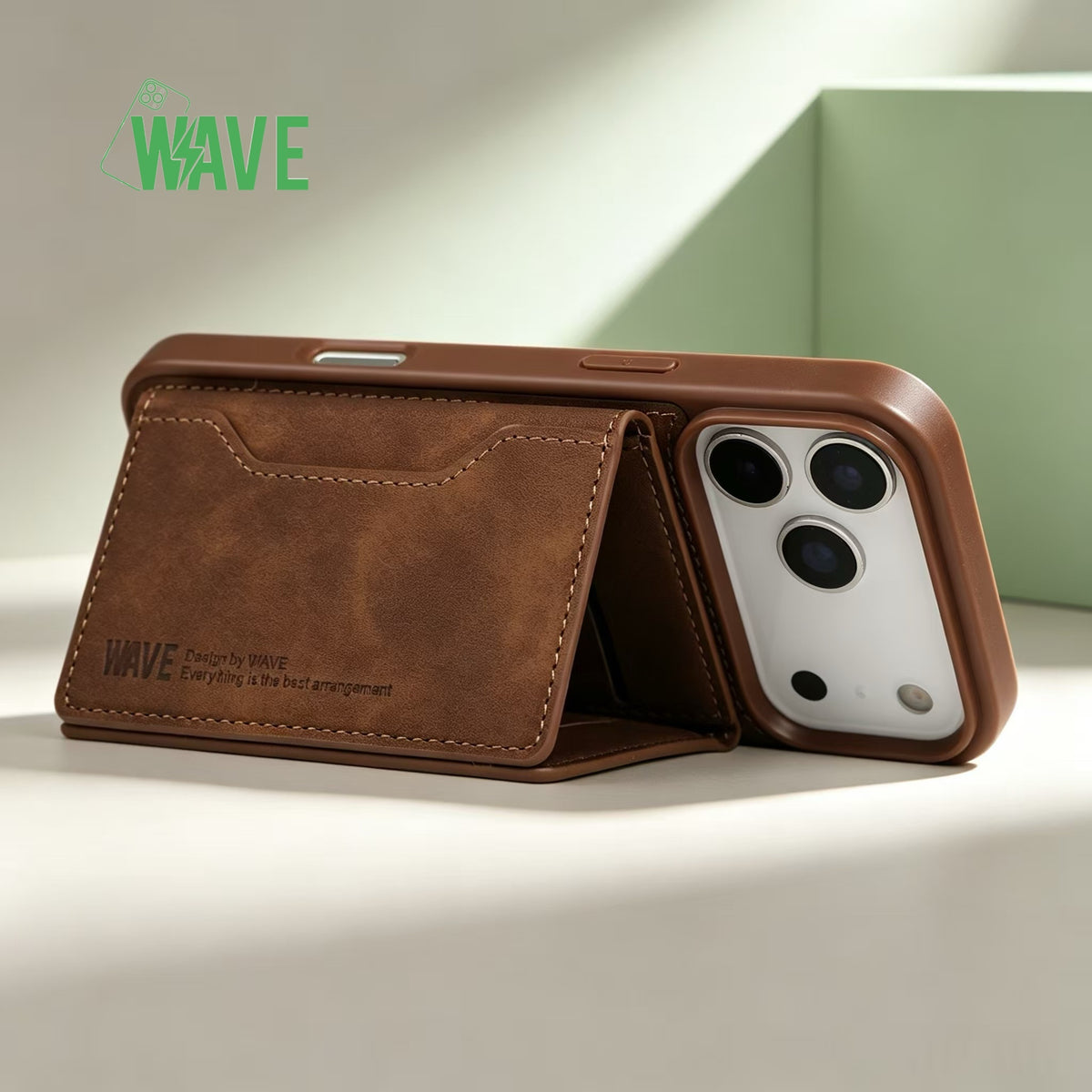 Wave Magsafe Hoes met portemonnee iPhone 12 / 12 Pro - Bruin