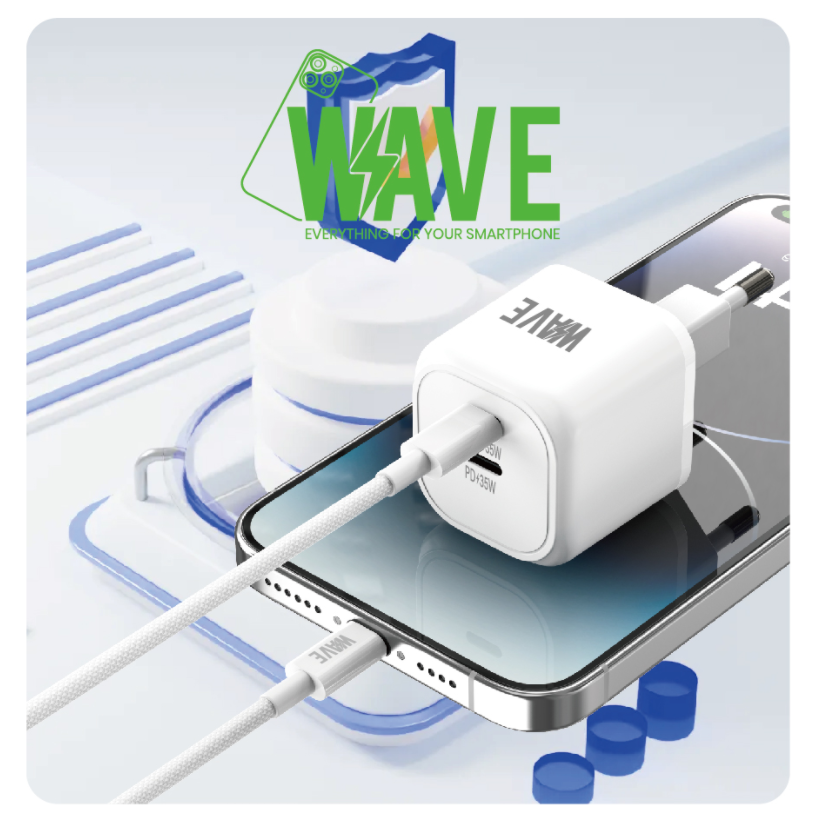 Wave WA-253-20 Quick Travel Charger 35W 2Port Type-C + C Cable (wit)