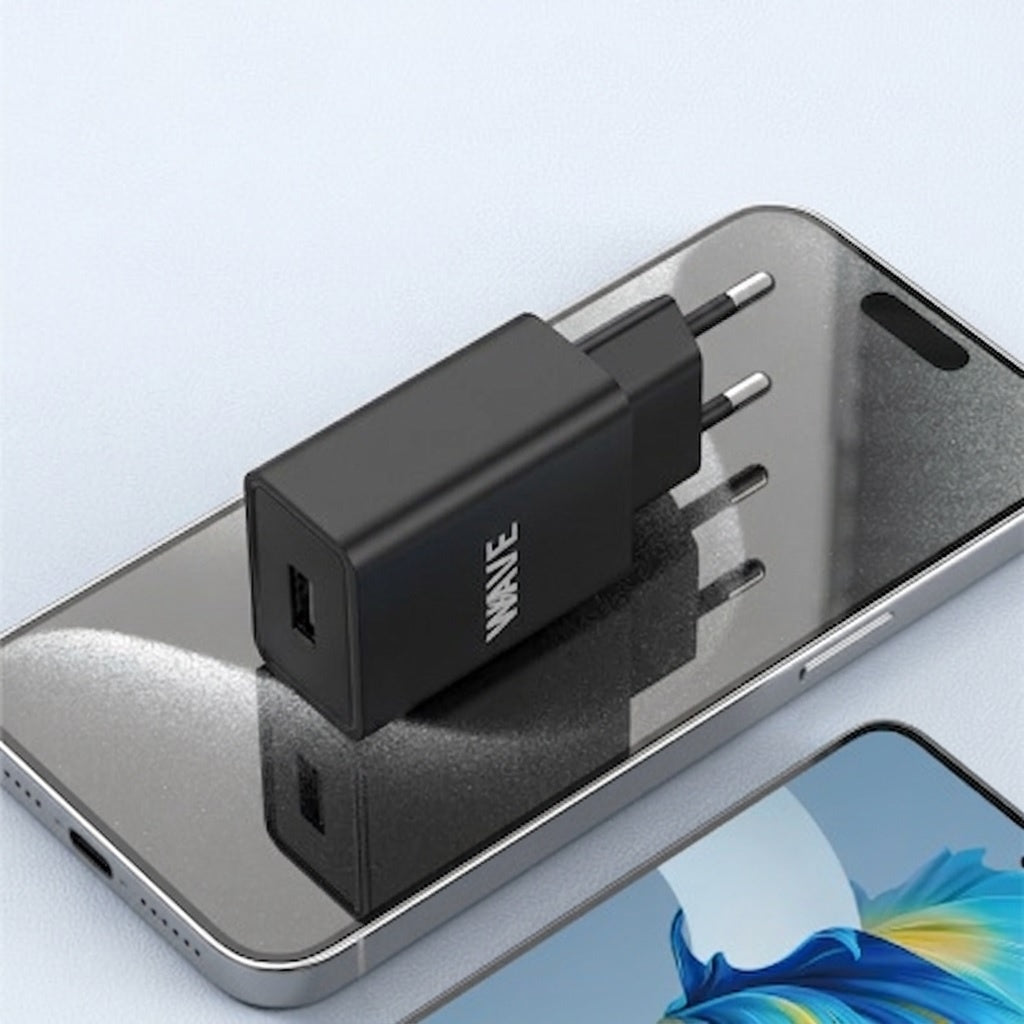 Wave WA-319B Travel Charger 12W USB-A Adapter (Zwart)