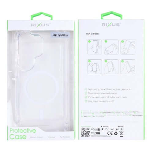 Rixus Anti-Burst hoesje voor Samsung Galaxy S26 Ultra – MagSafe-compatibel, transparant