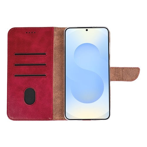 Rixus bookcase voor Samsung Galaxy S25 Edge – donkerrood