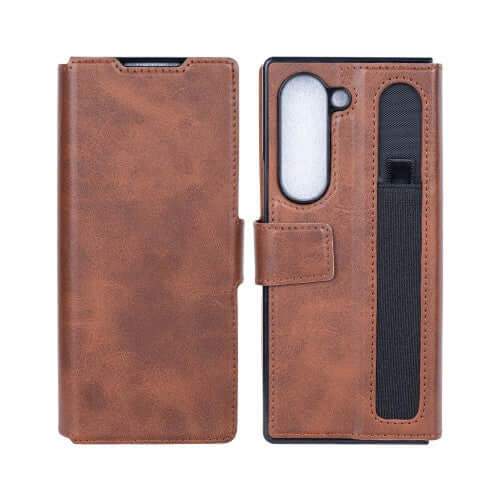 Rixus wallet-hoesje met penhouder voor Samsung Galaxy Z Fold6 – bruin