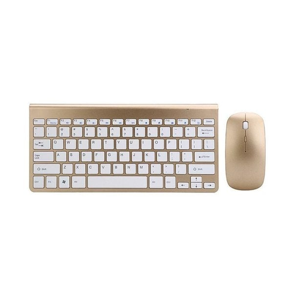 Draadloze Mini Toetsenbord- en Muisset 2.4G – Goud