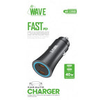 Wave WA-335B Dual USB-C Autolader 40W Zwart | Fast Charge & Power Delivery