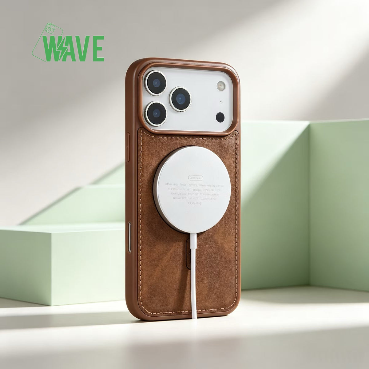 Wave Magsafe Hoes met portemonnee iPhone 12 / 12 Pro - Bruin