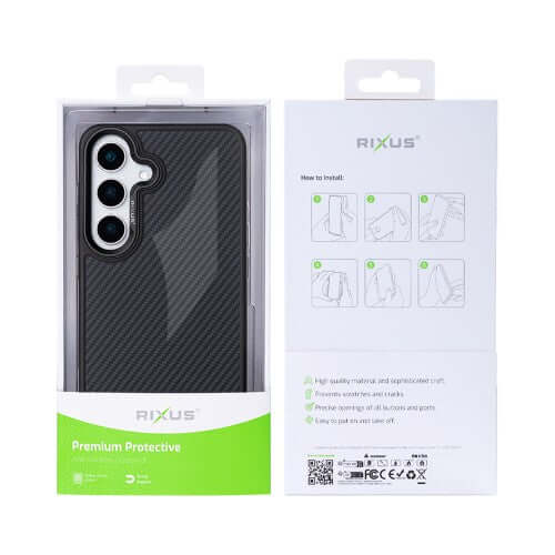 Rixus Mag Carbon hoesje voor Samsung Galaxy S25 – MagSafe-compatibel, titaniumzwart
