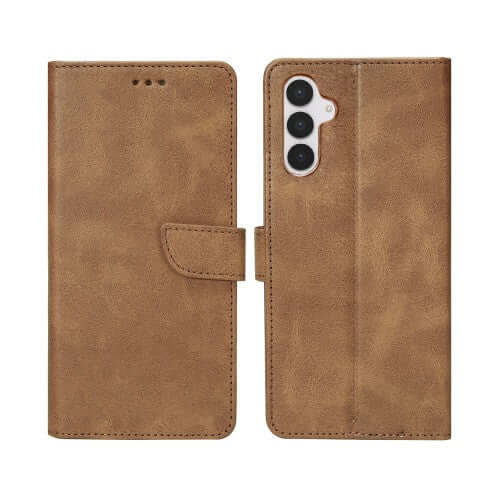 Rixus bookcase voor Samsung Galaxy S25 FE – lichtbruin
