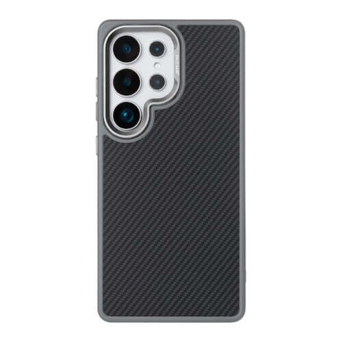 Rixus Mag Carbon MagSafe-compatibel hoesje voor Samsung Galaxy S26 Ultra – titaniumgrijs