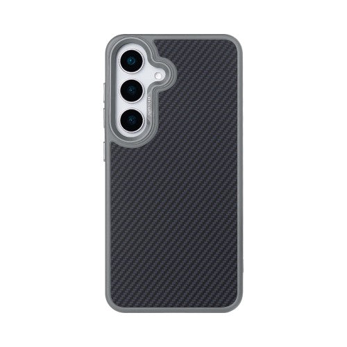 Rixus Mag Carbon hoesje voor Samsung Galaxy S25 Plus – MagSafe-compatibel, titaniumgrijs