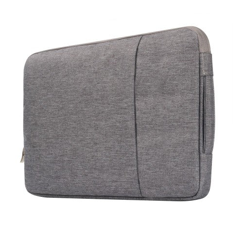 Laptop sleeve 11-12 inch grijs met aantrekkelijke grijze stof en ruime opbergruimte voor laptops.
