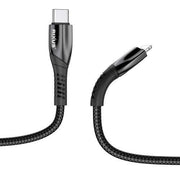 USB-C naar Lightning datakabel met metalen afwerking, Rixus RXUC30L, geschikt voor opladen en synchroniseren.